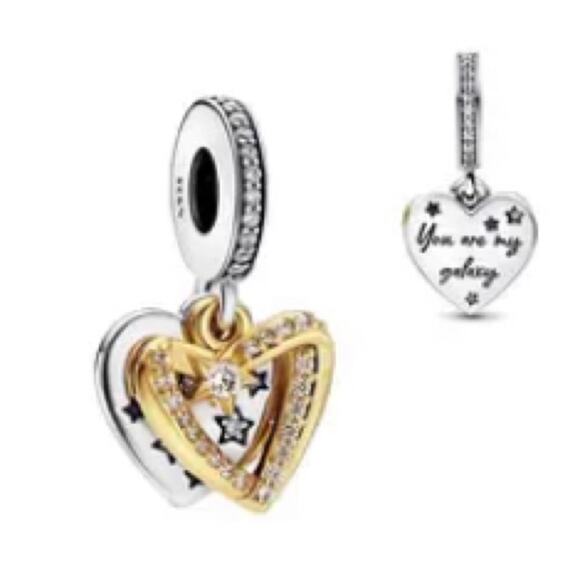 You Are My Galaxy Overlay Heart Charm - Picture 1 of 4